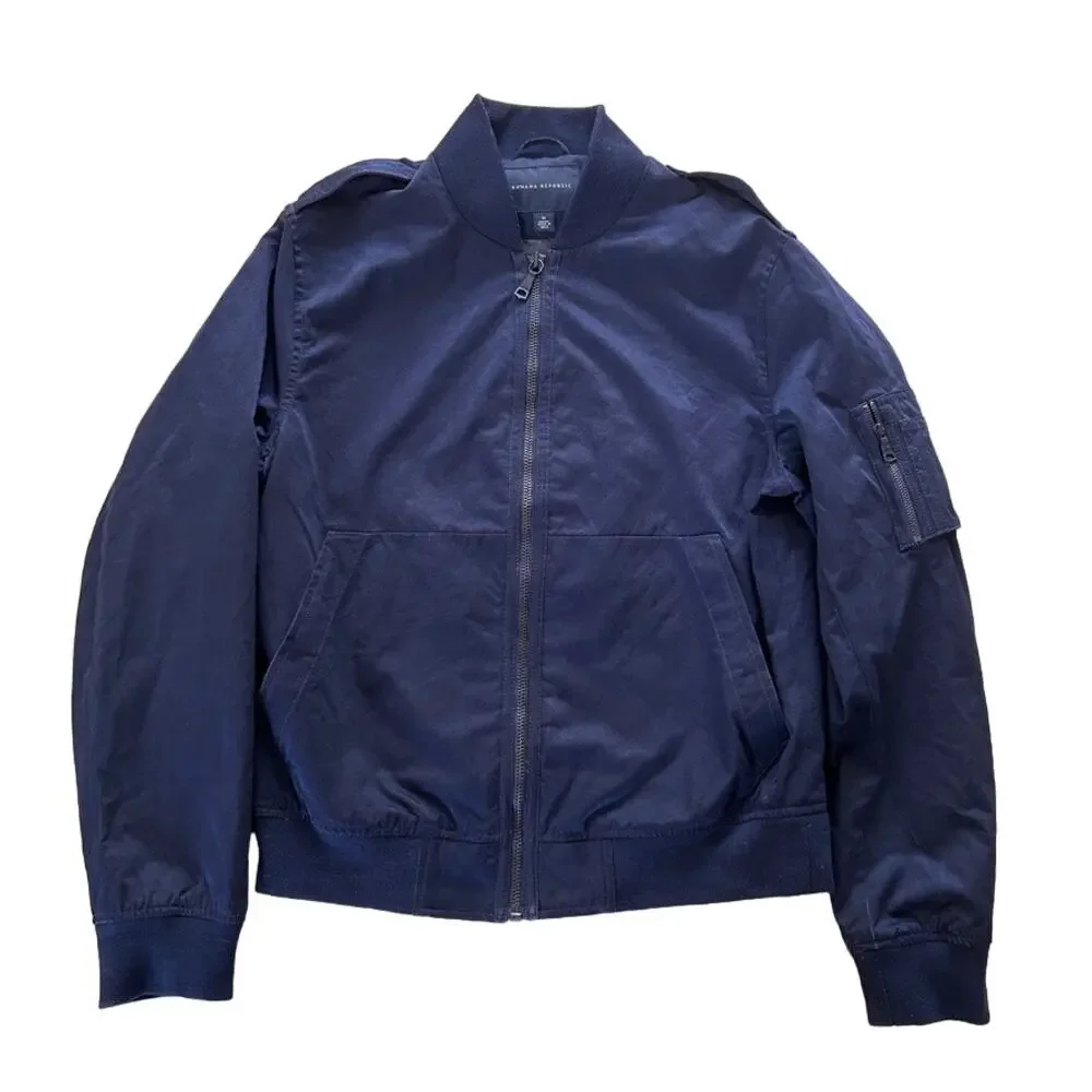 Banana Republic Blue Heritage Jacket Water-Resistant Blue Zip Up Men M